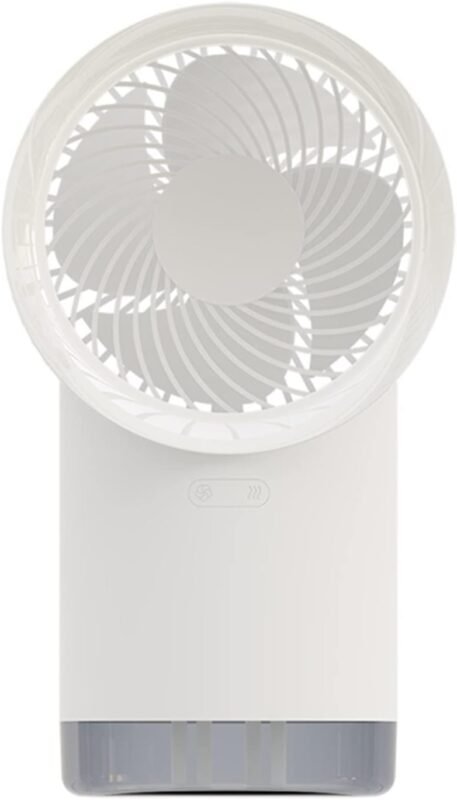 Tragbarer Tischventilator mit Verstellbarer Klimaanlage, Nachtlicht und geräuscharmem Betrieb (Weiß)