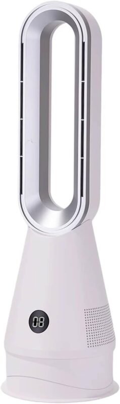 Standventilator, Luftzirkulator Turmventilator mit Fernbedienung, 8 Geschwindigkeiten, heiß und kalt, Dual-Use, blattloser Ventilator für Büro, Zuhause, Schlafzimmer (Silber)