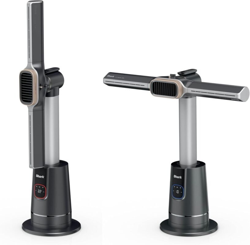 Shark TurboBlade Cool + Heat 2-in-1 Ventilator & Heizlüfter mit Thermo IQ, Fernbedienung & Oszillation | Flügelloser Turmventilator für Schnellheizung & Luftkühlung, Schwarz-Gold, TH200EU
