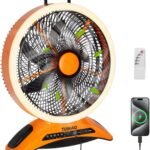 Übergroße 30,5 cm große Flügel und Super 830 CFM Luftstromventilator, 45000 mAh Powerstation, tragbarer Ventilator, Tischventilator, hohe Geschwindigkeit 8/niedrig 40 Stunden, LED-Leuchten